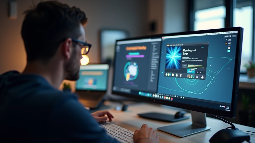 Modernes kreatives Webdesign-Studio mit digitalen Schnittstellen und interaktiven Elementen